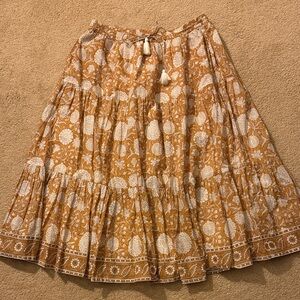 Cleobella Bohemian Tiered Midi Skirt - Mustard Floral